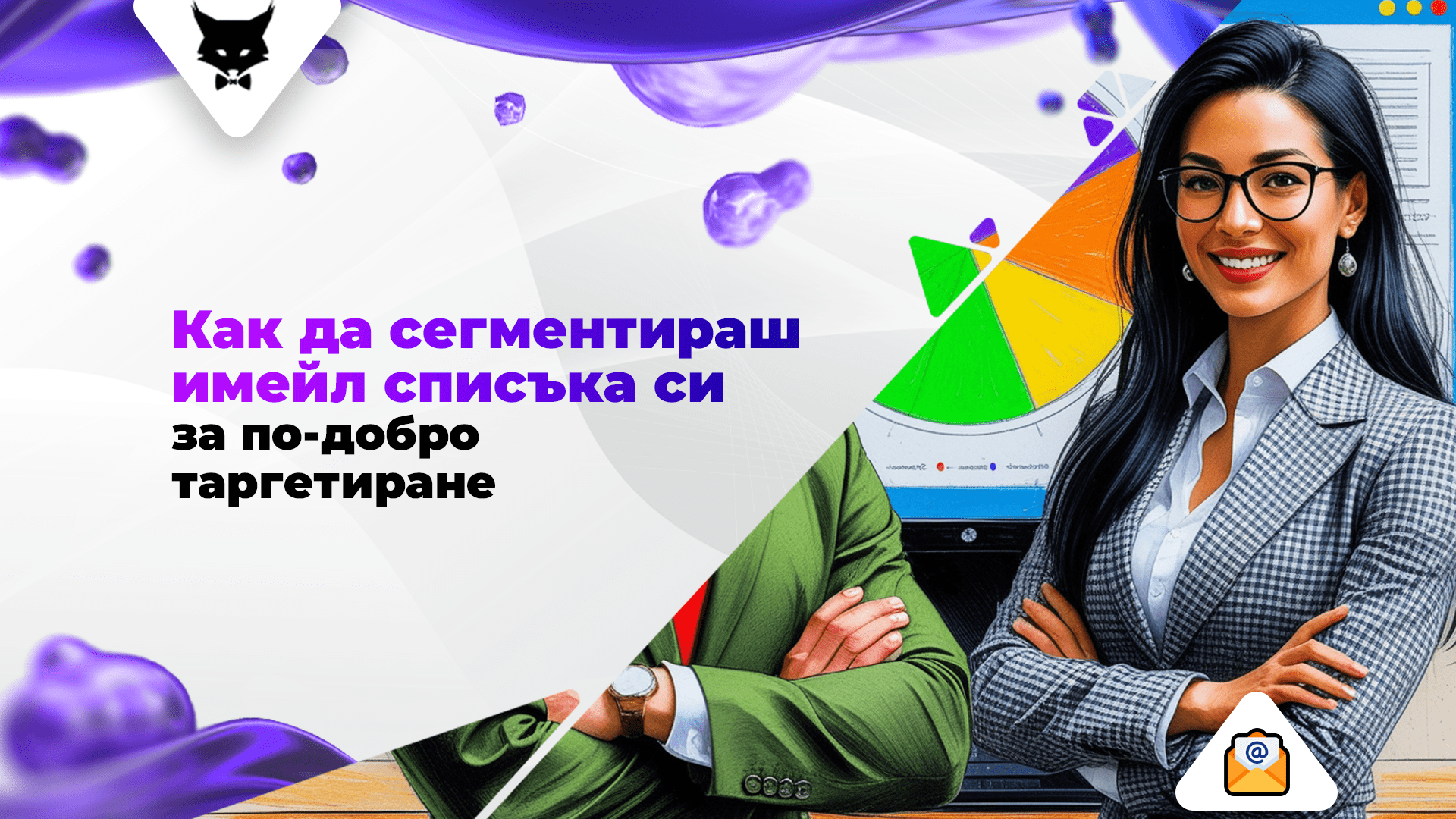 emal-marketing-kak-da-segmentirash-spisuka-s-abonati Инфографика, показваща процеса на сегментация на имейли с различни групи клиенти и персонализирани съобщения